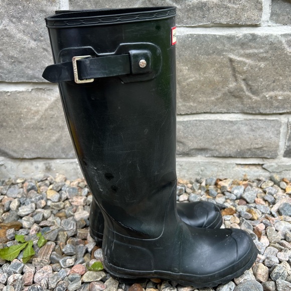 Hunter Boots - Womens Original Tall Rain Boots (Black) Size 37 - Picture 9 of 14